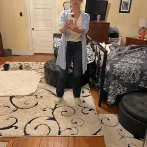 Light Blue Open Cardigan with Button Detail